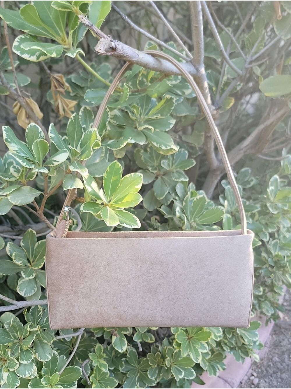 Faux Suede Rectangle handbag with changable shoulder strap - Picture 3 of 11